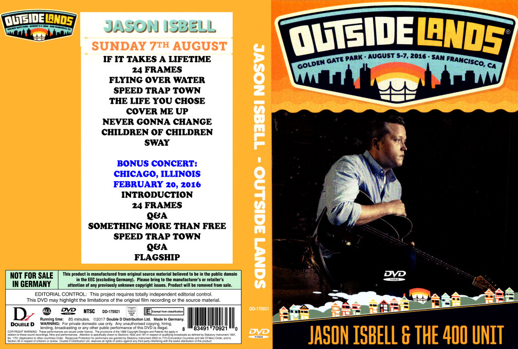 Jason Isbell & The 400 Unit - Outside Lands Festival (2016) / Chicago (2016) (1 DVD-R disc) - Image 2