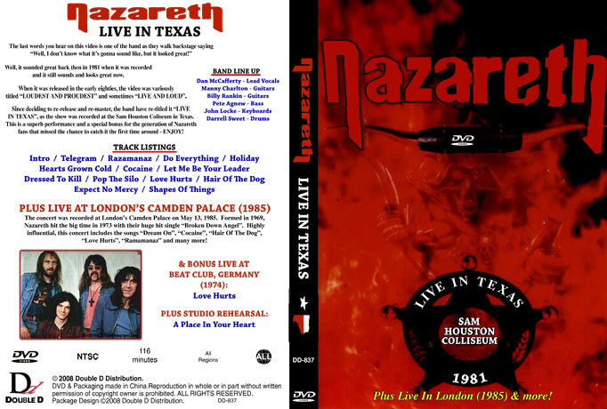 Nazareth – Live In Texas (1981) (NTSC DVD-R disc) – Kaleidoscope Video