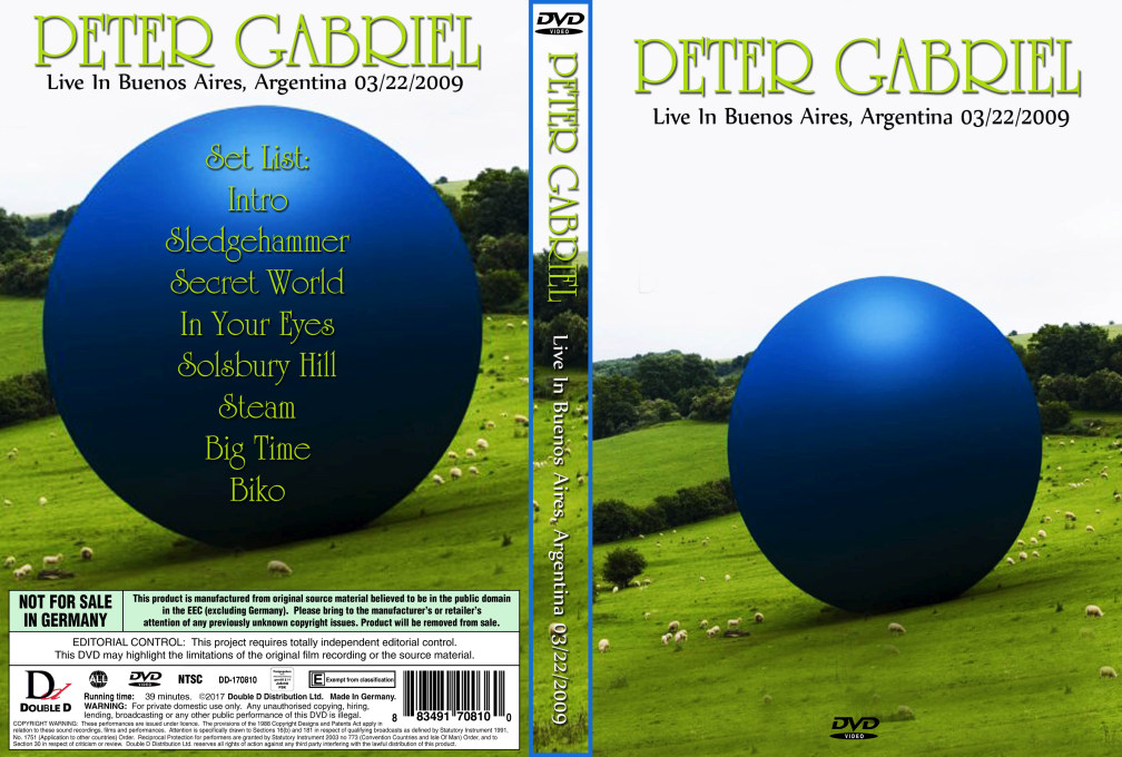 Peter Gabriel - Buenos Aires, Argentina (March-22-2009) (1 DVD-R disc) - Image 2