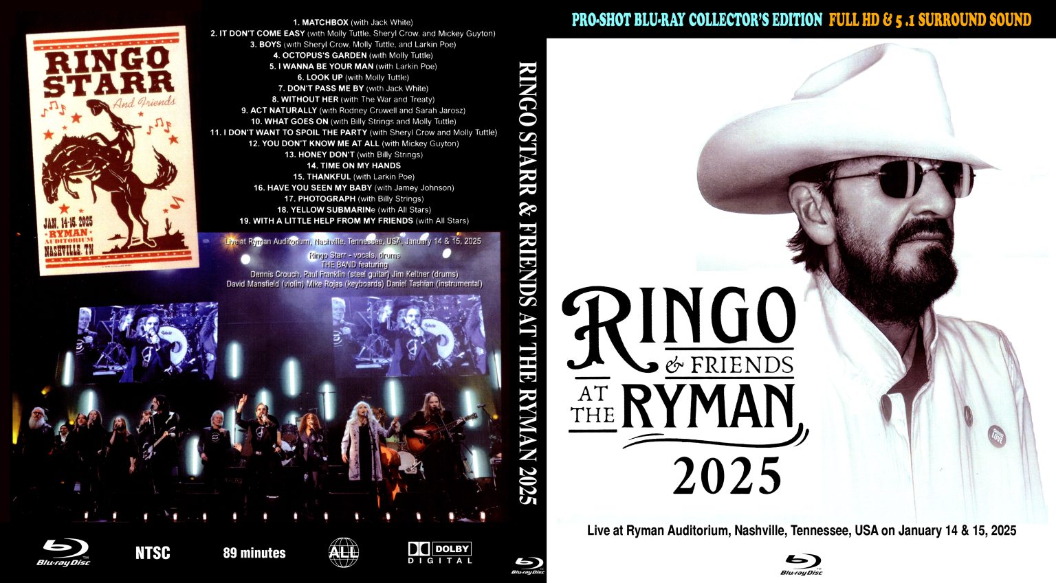 Ringo Starr & Friends – Ryman Auditorium 2025 (1 Blu-Ray BD-R disc Ringo Starr & Friends – Ryman Auditorium 2025 (1 Blu-Ray BD-R disc