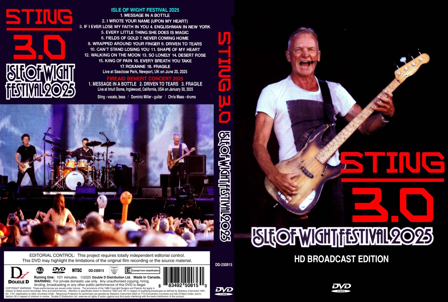 Sting – Isle Of Wight Festival 2025 (1 DVD-R disc) – Kaleidoscope